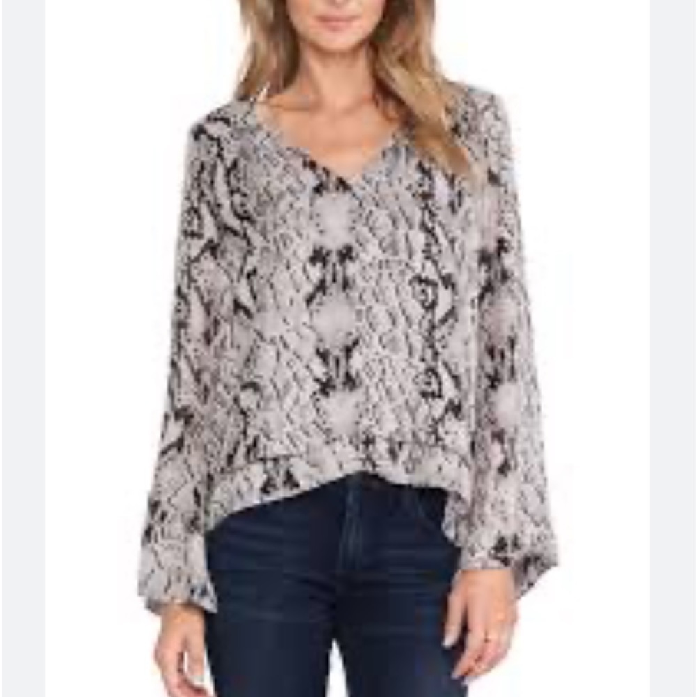Parker Rita Top Blouse Silk in Snakenet Grey Size S